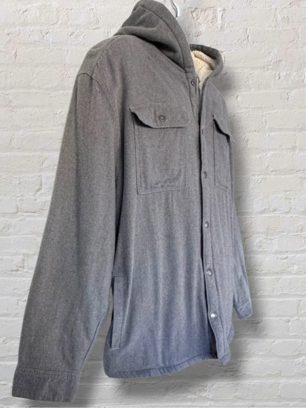 The North Face Hooded Campshire Shirt Jacket XXL Gray Sherpa Lined Shacket